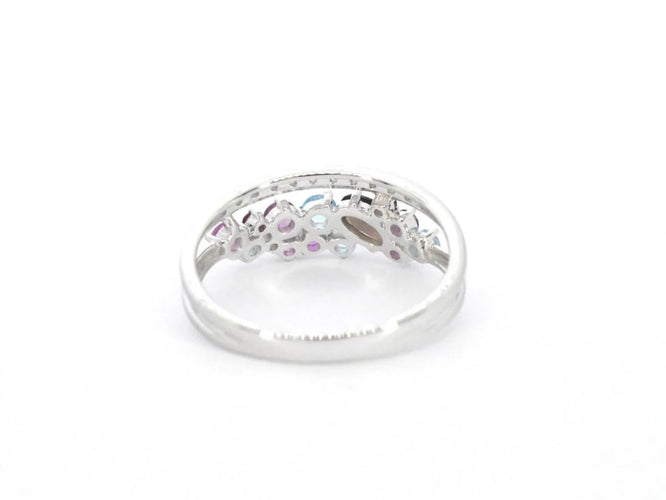 Bague 54 Bague en or blanc 14 carats avec diamants et pierres précieuses 58 Facettes 2317