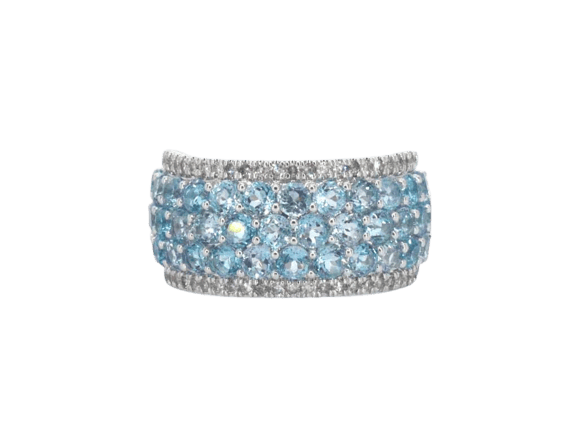 Bague 54 Bague en or blanc 14 carats avec topaze et diamants 58 Facettes 2356
