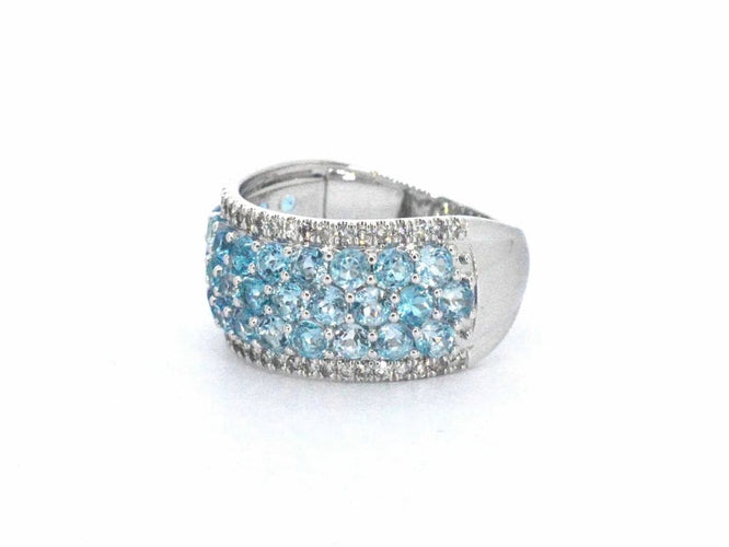 Bague 54 Bague en or blanc 14 carats avec topaze et diamants 58 Facettes 2356