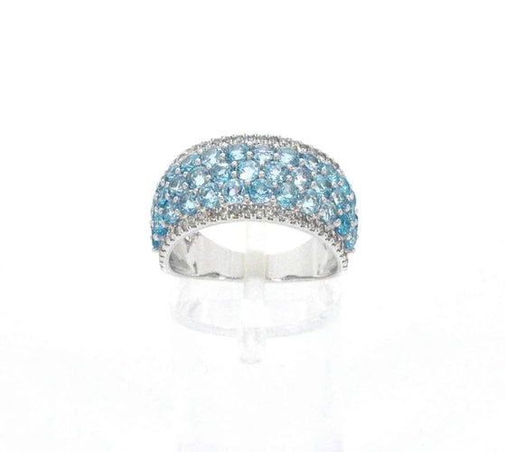 Bague 54 Bague en or blanc 14 carats avec topaze et diamants 58 Facettes 2356