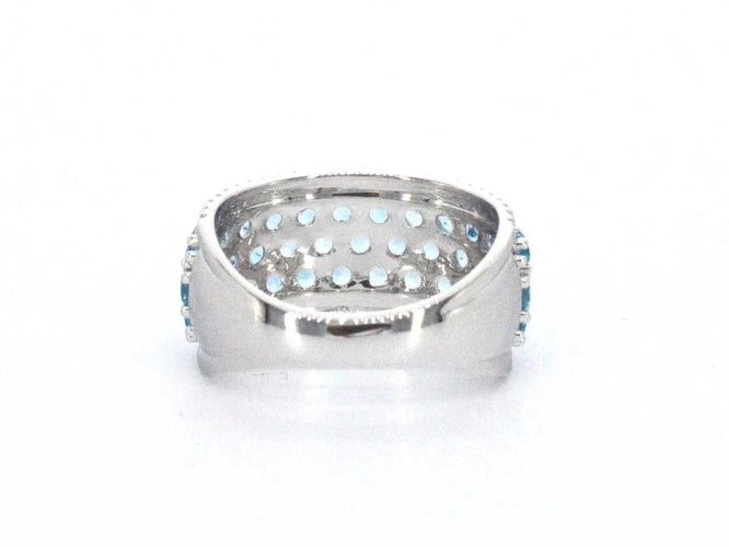 Bague 54 Bague en or blanc 14 carats avec topaze et diamants 58 Facettes 2356