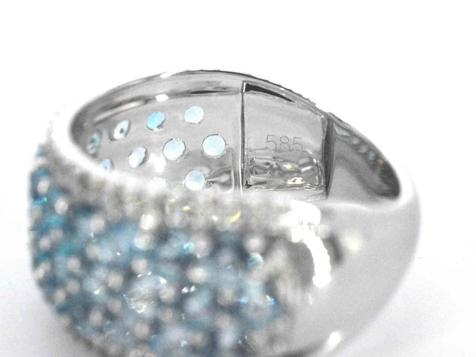 Bague 54 Bague en or blanc 14 carats avec topaze et diamants 58 Facettes 2356