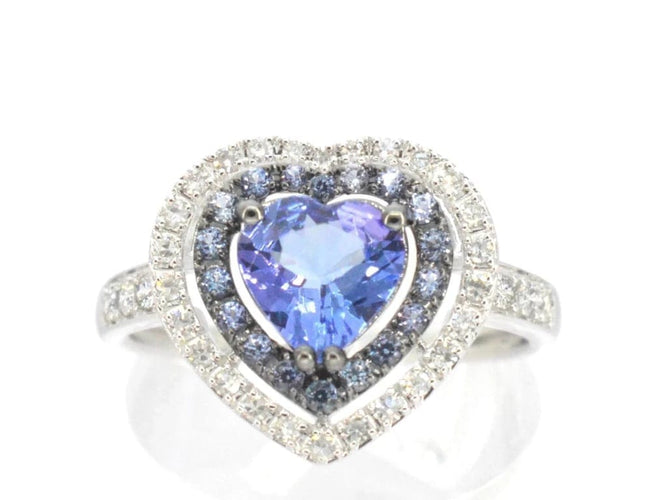 Bague 54 Bague en or blanc 14 carats avec diamants et tanzanite 58 Facettes 2326