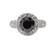Bague 54 Bague entourage en or blanc 18 carats avec diamants et diamant noir 58 Facettes 2049