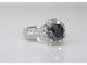 Bague 54 Bague entourage en or blanc 18 carats avec diamants et diamant noir 58 Facettes 2049
