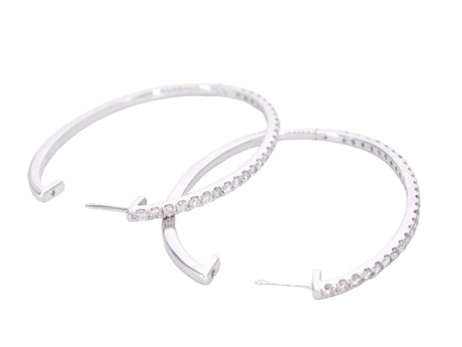 Boucles d'oreilles Boucles d'oreilles créoles en or blanc 14 carats avec diamants 58 Facettes 2053
