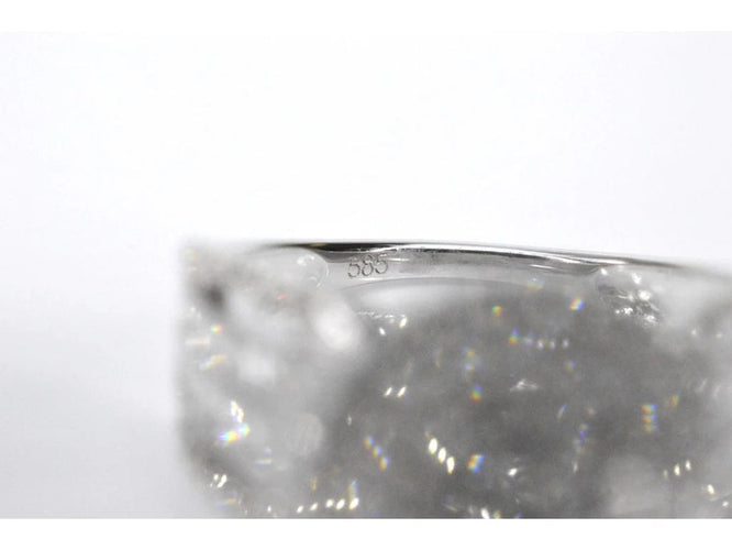 Bague 54 Bague d’entourage en or blanc 14 carats avec diamants 58 Facettes 2079