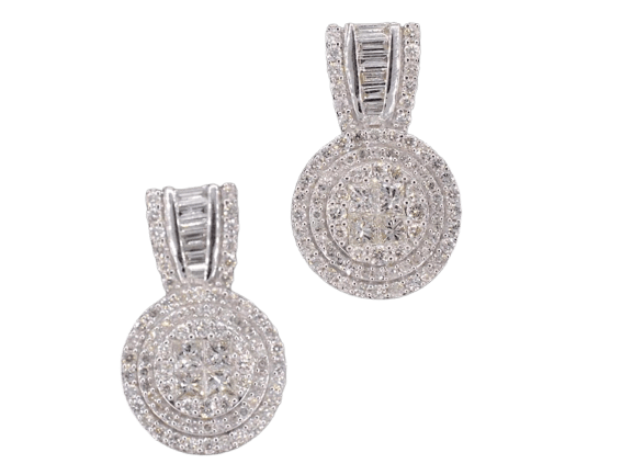 Boucles d'oreilles Boucles d'oreilles en or blanc 14 carats avec diamants 58 Facettes 2076