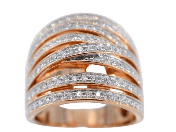 Bague 54 Bague en or rose 18 carats sertie de diamants taille brillant 58 Facettes 2178
