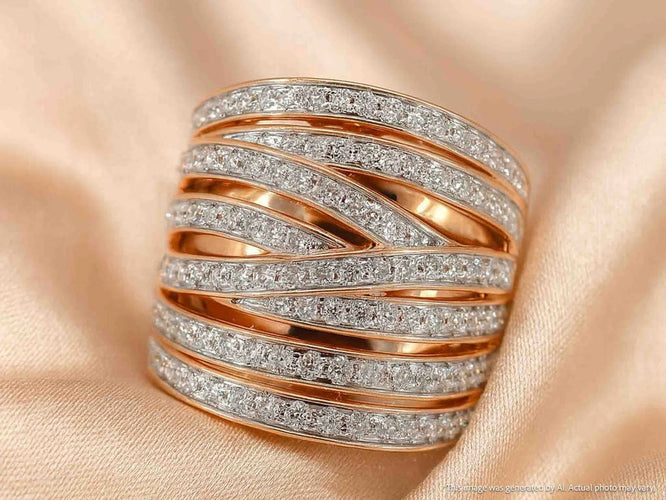 Bague 54 Bague en or rose 18 carats sertie de diamants taille brillant 58 Facettes 2178