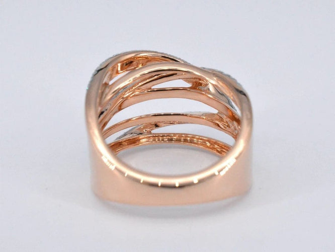Bague 54 Bague en or rose 14 carats sertie de diamants taille brillant 58 Facettes 2182