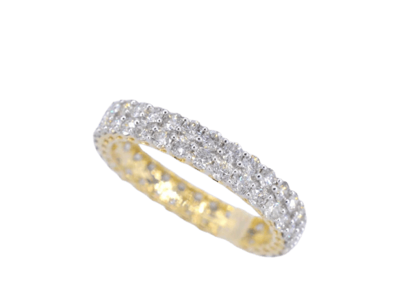 Bague 54 Bague d’éternité en or jaune 14 carats sertie de diamants 58 Facettes 2209
