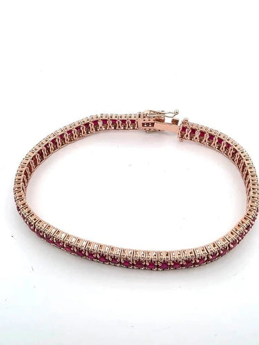 Bracelet Bracelet tennis en or rose avec rubis et diamants 58 Facettes