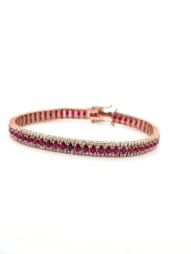 Bracelet Bracelet tennis en or rose avec rubis et diamants 58 Facettes