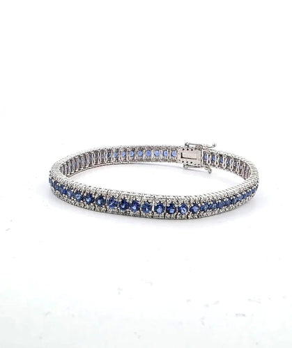Bracelet Bracelet tennis - Bracelet en or blanc 18 carats, saphirs et diamants 58 Facettes