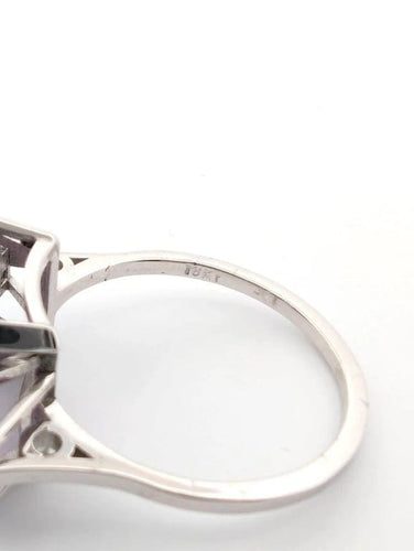 Bague 55 Bague en or blanc 18 ct avec aigue-marine et diamants 58 Facettes