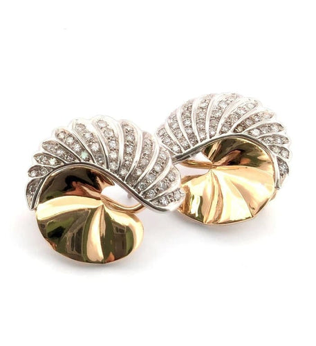 Boucles d'oreilles Boucles d’oreilles couronne en platine et or avec diamants 58 Facettes