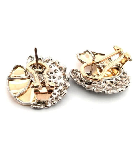 Boucles d'oreilles Boucles d’oreilles couronne en platine et or avec diamants 58 Facettes