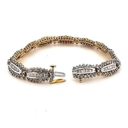 Bracelet Bracelet en or blanc et jaune 18 carats avec diamants 58 Facettes