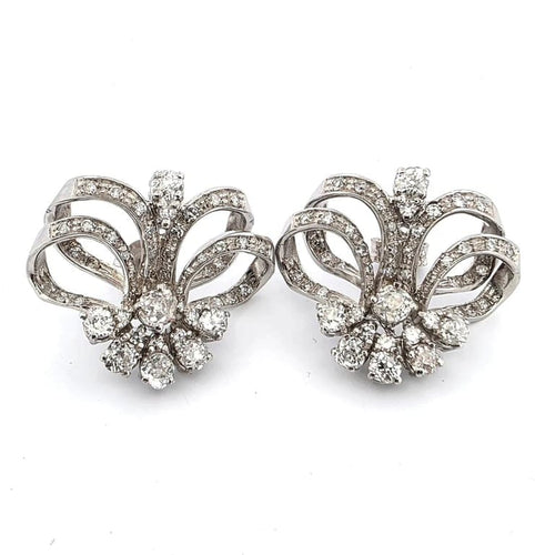 Boucles d'oreilles Boucles d'oreilles couronne en platine avec diamants 58 Facettes