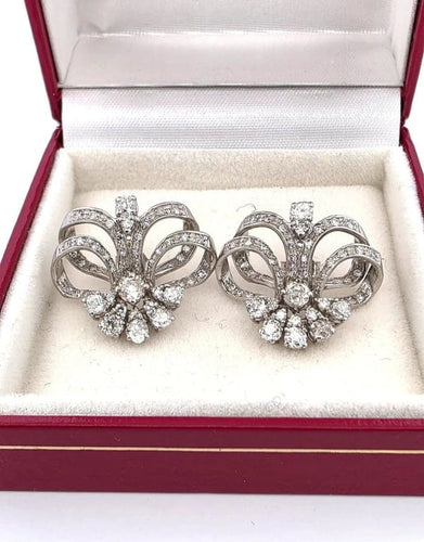 Boucles d'oreilles Boucles d'oreilles couronne en platine avec diamants 58 Facettes