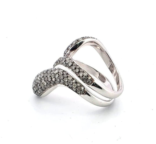 Bague 61 Bague en or blanc pavée de diamants 58 Facettes
