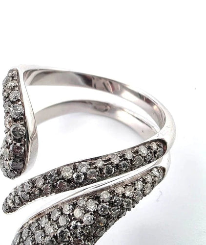 Bague 61 Bague en or blanc pavée de diamants 58 Facettes