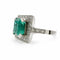 Bague 57 Bague en or blanc 750 avec émeraude 2,64 ct et diamants 58 Facettes 50377