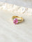 Bague Bague tourmaline rose et diamants baguette en or jaune 58 Facettes