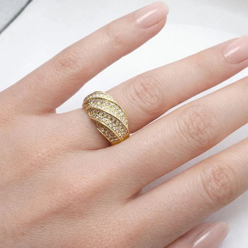 Bague 54 Bague en or jaune 750 pavée de diamants (1,70 ct) 58 Facettes 50379