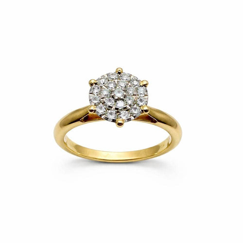 Bague 57 Bague rosette en or jaune et diamants 58 Facettes 50390