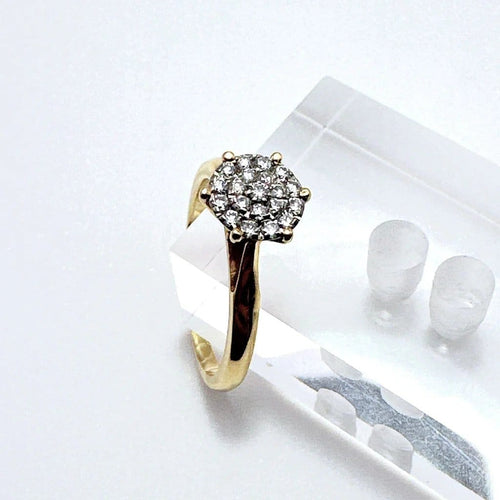 Bague 57 Bague rosette en or jaune et diamants 58 Facettes 50390