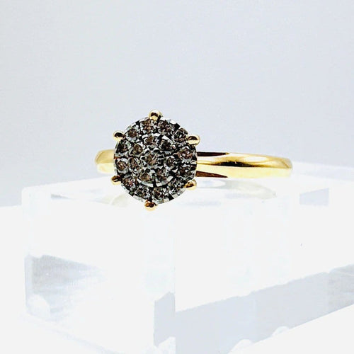 Bague 57 Bague rosette en or jaune et diamants 58 Facettes 50390