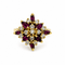 Bague 54 Bague motif floral étoilé en or jaune 750 avec rubis et diamants 58 Facettes 50156