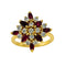Bague 54 Bague motif floral étoilé en or jaune 750 avec rubis et diamants 58 Facettes 50156