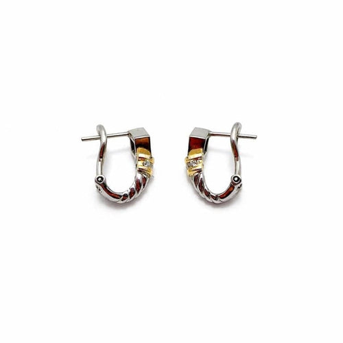 Boucles d'oreilles Boucles d'oreilles en or blanc et jaune 750 avec émeraudes et diamants 58 Facettes 50395