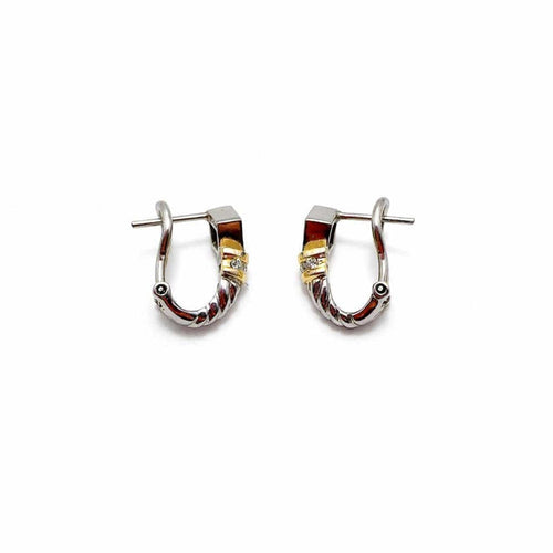 Boucles d'oreilles Boucles d'oreilles en or blanc et jaune, émeraudes et diamants 58 Facettes 50395