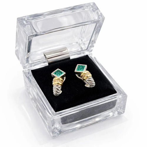 Boucles d'oreilles Boucles d'oreilles en or blanc et jaune, émeraudes et diamants 58 Facettes 50395