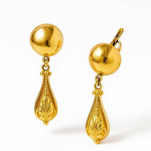 Boucles d'oreilles Boucles d’oreilles pendantes vintage en or jaune 18k, sphère polie 58 Facettes 50266