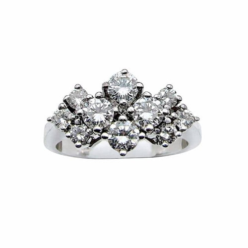 Bague 51 Bague grappe en or blanc 14 carats et diamants 58 Facettes 50406