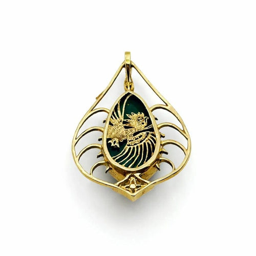 Pendentif Pendentif en or jaune avec émeraude colombienne cabochon 44,5 ct et diamants 58 Facettes 50015