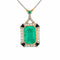 Collier Collier avec pendentif Art déco en or et platine, émeraude colombienne 14 ct 58 Facettes 50247