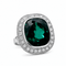 Bague 55 Bague - Tourmaline verte et diamants en or blanc 18k 58 Facettes 50248