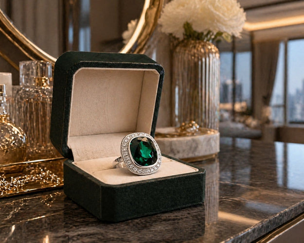 Bague 55 Bague - Tourmaline verte et diamants en or blanc 18k 58 Facettes 50248