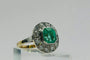 Bague 53 Bague Art déco en platine et or jaune 750, émeraude et diamants 58 Facettes 50246