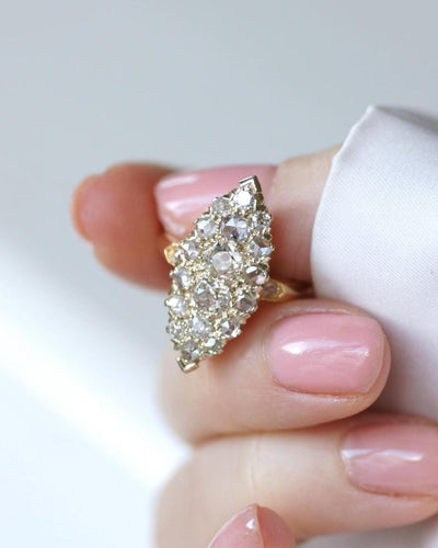 Bague 52 Bague marquise - Bague diamants en or jaune 58 Facettes