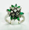 Bague 55 Bague en or blanc 750 avec émeraudes et diamants 58 Facettes 50254
