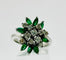 Bague 55 Bague en or blanc 750 avec émeraudes et diamants 58 Facettes 50254
