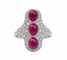 Bague 54 Trilogy - Bague en platine rubis et diamants 58 Facettes 50261