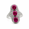 Bague 54 Trilogy - Bague en platine rubis et diamants 58 Facettes 50261